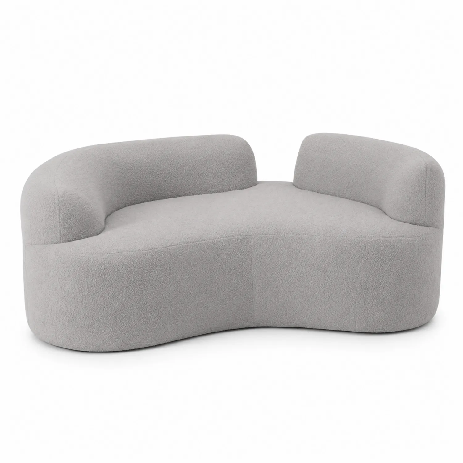 Sofa dwuosobowa z tkaniny boucle 150 cm Szara