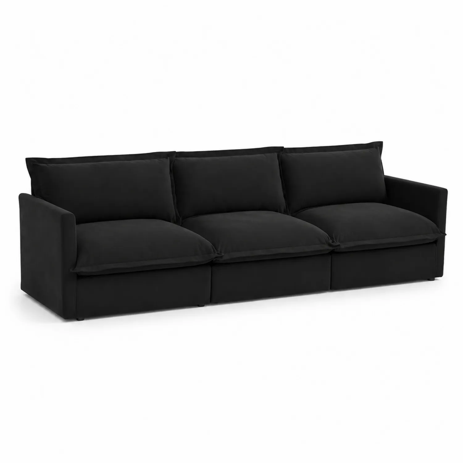 Kanapa trzyosobowa z mikrofibry czarna 220 cm