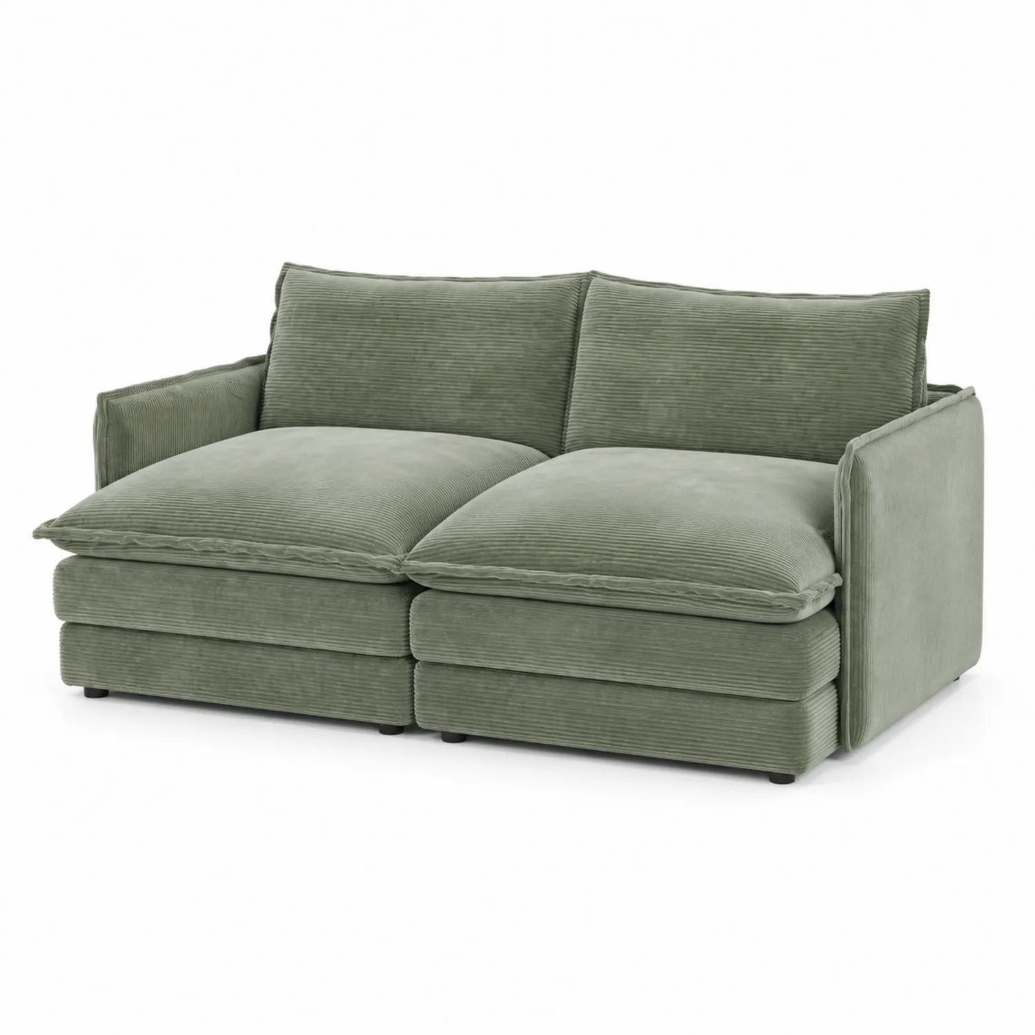 Sofa z sztruksu zielona dla 2 osób