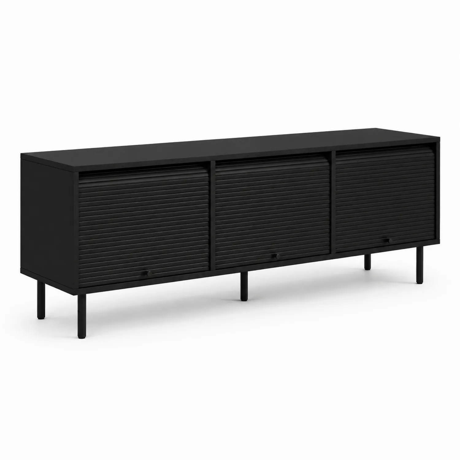 Szafka RTV czarna metalowa z drzwiami rolowanymi 180x40x60 cm