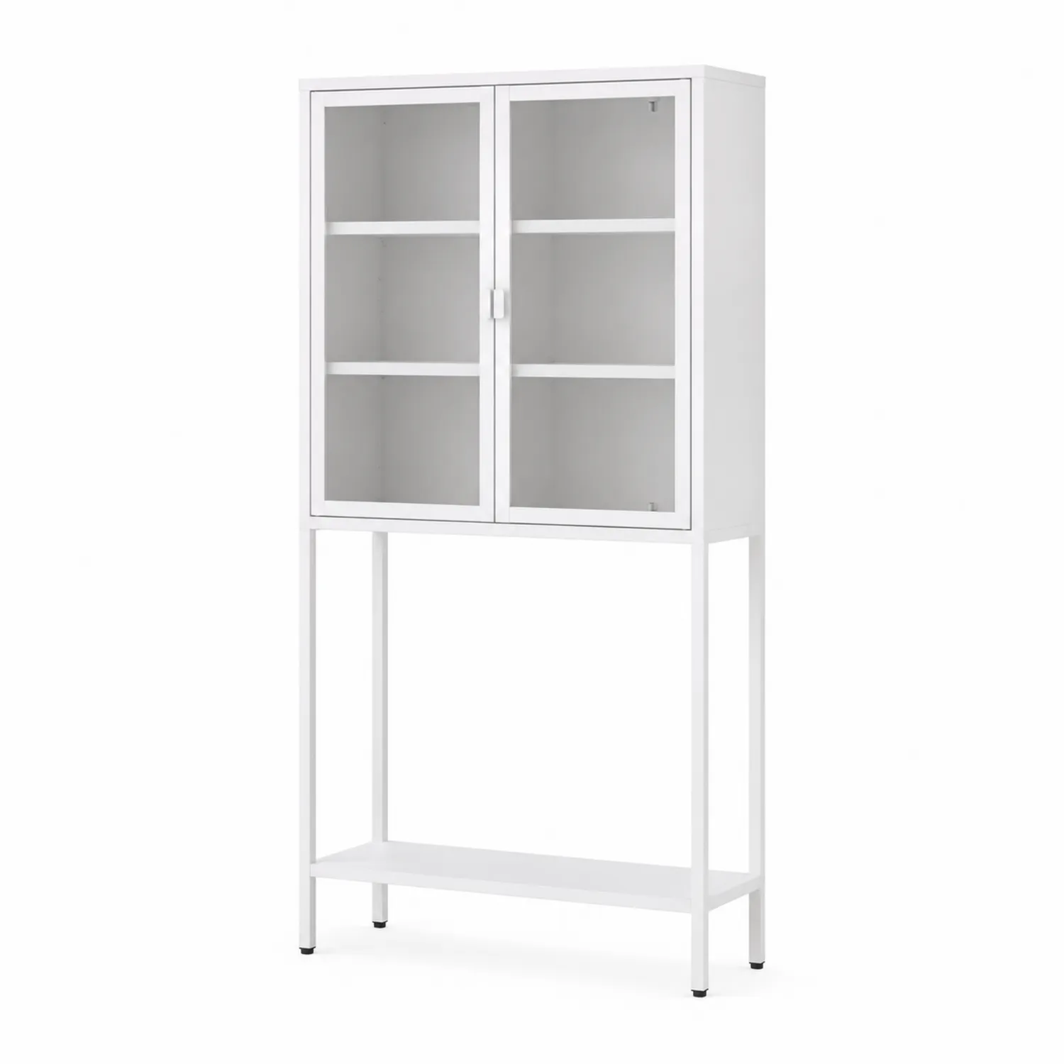 Metalowa biała witryna z hartowanego szkła 180 cm