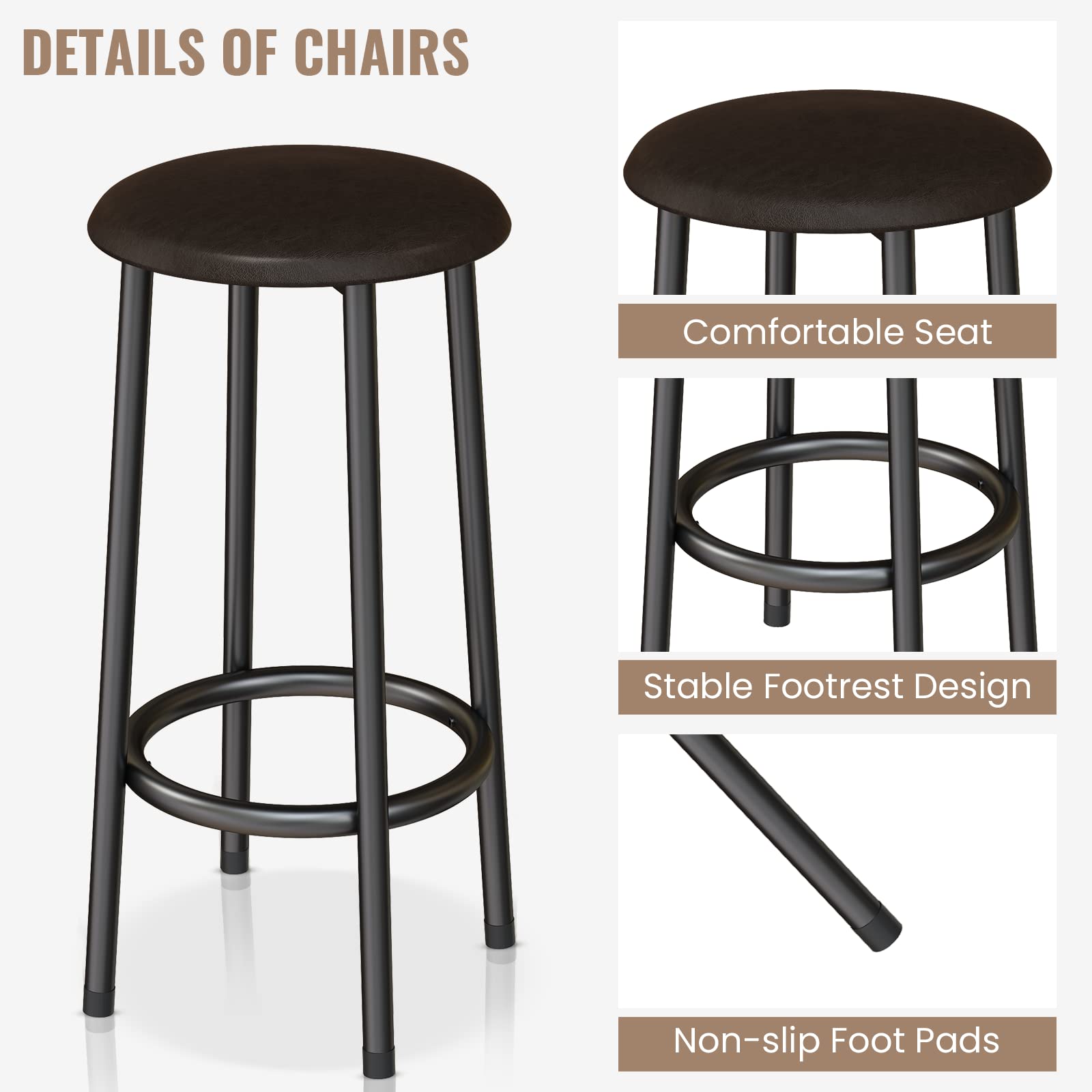 AWQM Isla de cocina con asiento y estante de almacenamiento, mesa de isla de mármol sintético para cocina, mesa de bar moderna y sillas para 2, juego de mesa de comedor para espacios pequeños, color