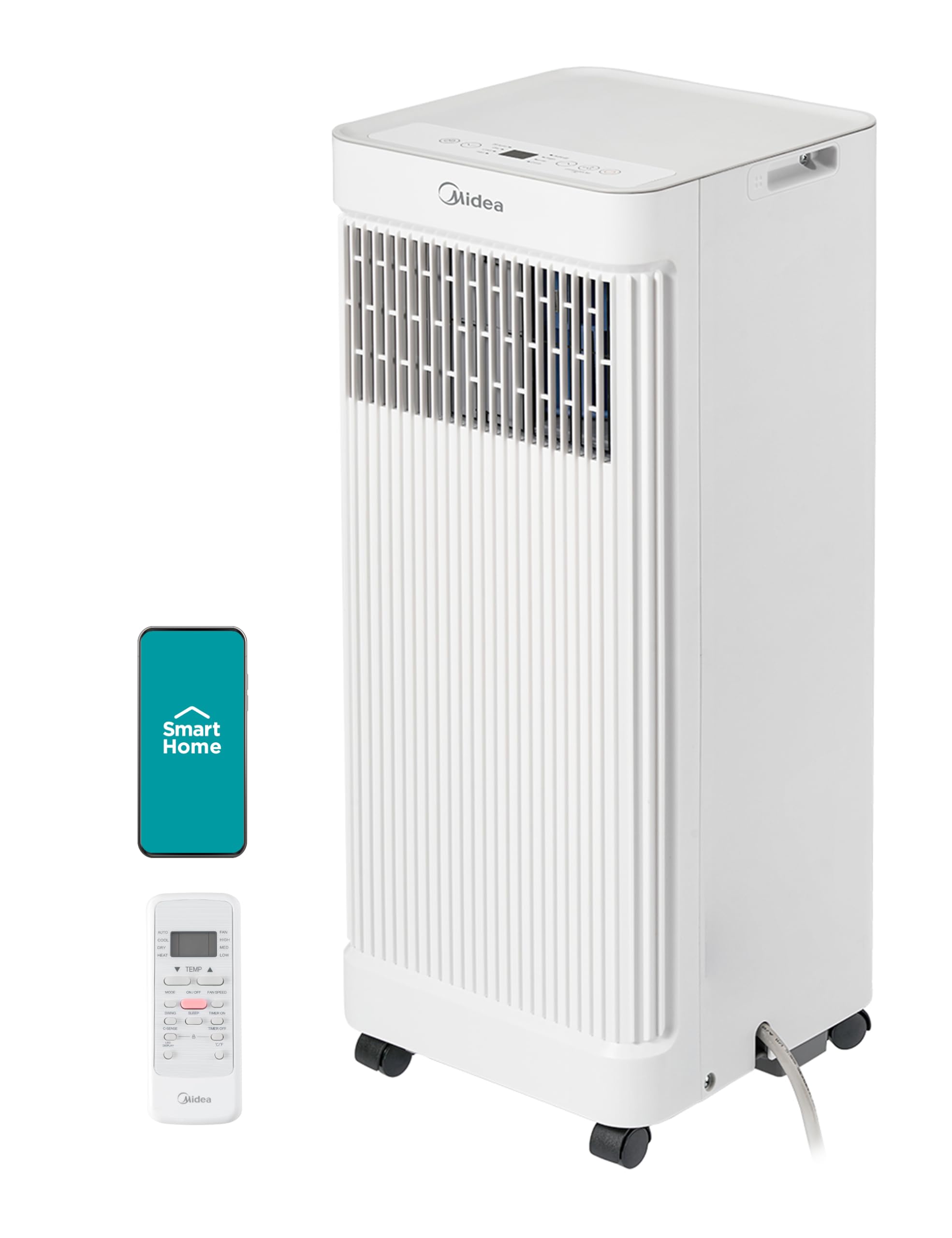 Midea - Aire acondicionado portátil de 10,000 BTU ASHRAE (7,100 BTU SACC), control inteligente, enfría hasta 300 pies cuadrados, con deshumidificador y modo ventilador, control remoto fácil de usar y