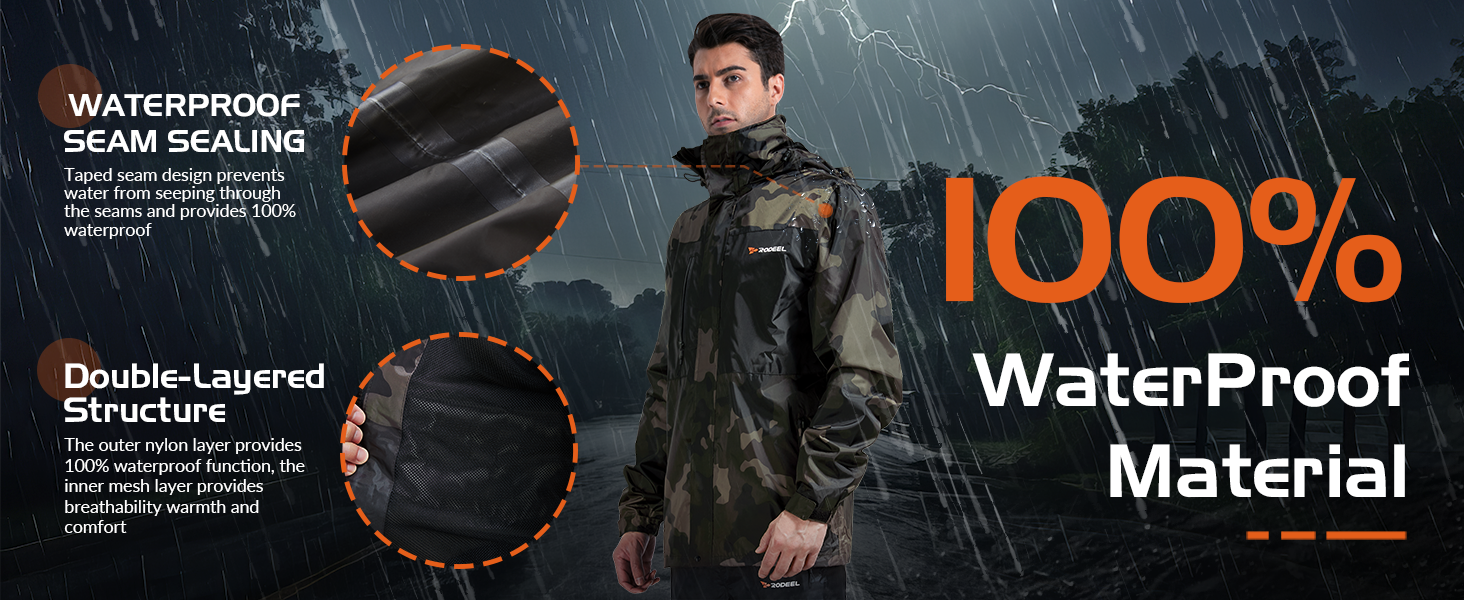 RODEEL WATERPROOF FISHING RAIN SUIT JACKET