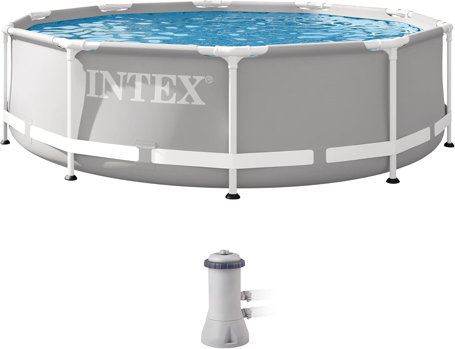 Intex 26723EH Set de piscina con marco en forma de prisma Premium sobre el suelo: 15 pies x 42 pulgadas – Incluye bomba de filtro de cartucho de 1000 GPH – Escalera removible – Cobertor de piscina