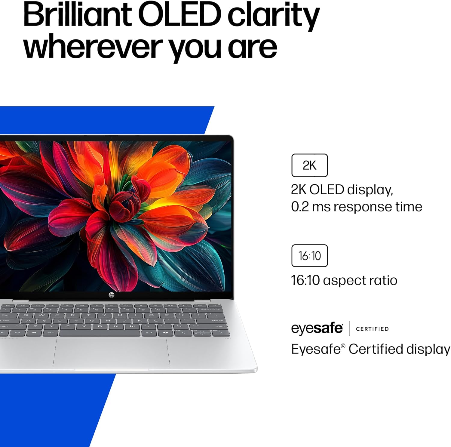 HP OmniBook 5 PC AI de próxima generación de 14 pulgadas, pantalla OLED, Snapdragon X Plus X1P-42-100, 16 GB de RAM, SSD de 1 TB, GPU Qualcomm Adreno, Windows 11 Home, PC Copilot+, Glacier Silver, 14