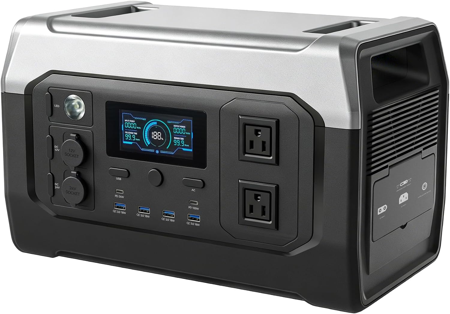 【2026】XP1000 Central eléctrica portátil, Batería LiFePO4 de 1024 Wh, Carga Rápida de 0 a 100% en 60Min, Salida hasta 1800W, Generador Solar(Panel Solar Opcional) para Falta de Energía/Uso Doméstico+