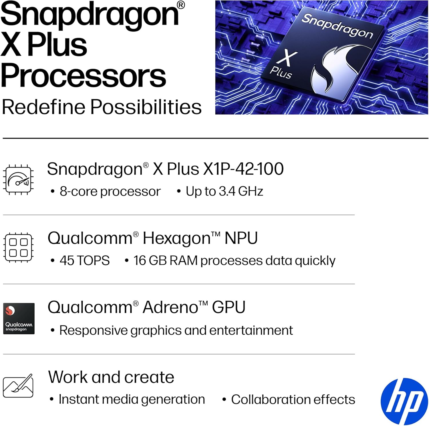 HP OmniBook 5 PC AI de próxima generación de 14 pulgadas, pantalla OLED, Snapdragon X Plus X1P-42-100, 16 GB de RAM, SSD de 1 TB, GPU Qualcomm Adreno, Windows 11 Home, PC Copilot+, Glacier Silver, 14