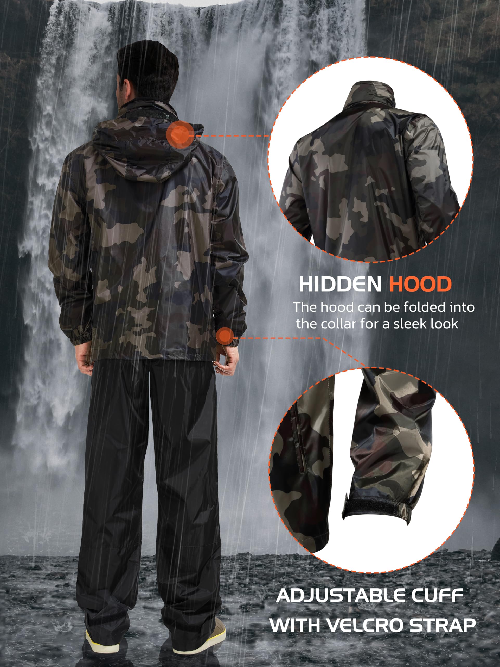 Waterproof Fishing Rain Suit for Men (Rain gear Jacket & Trouser Suit)