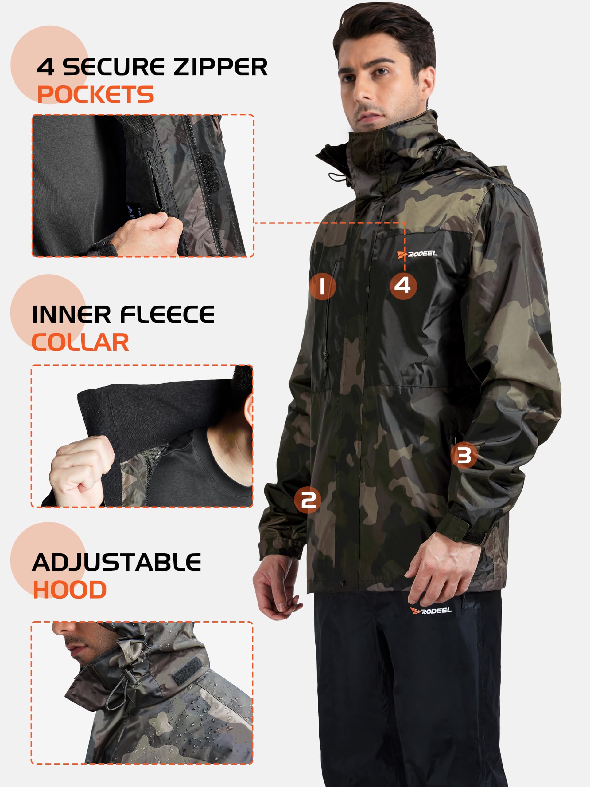 Waterproof Fishing Rain Suit for Men (Rain gear Jacket & Trouser Suit)