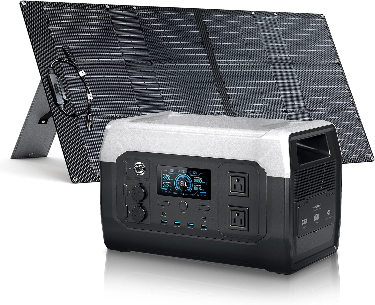 【2026】XP1000 Central eléctrica portátil, Batería LiFePO4 de 1024 Wh, Carga Rápida de 0 a 100% en 60Min, Salida hasta 1800W, Generador Solar(Panel Solar Opcional) para Falta de Energía/Uso Doméstico+