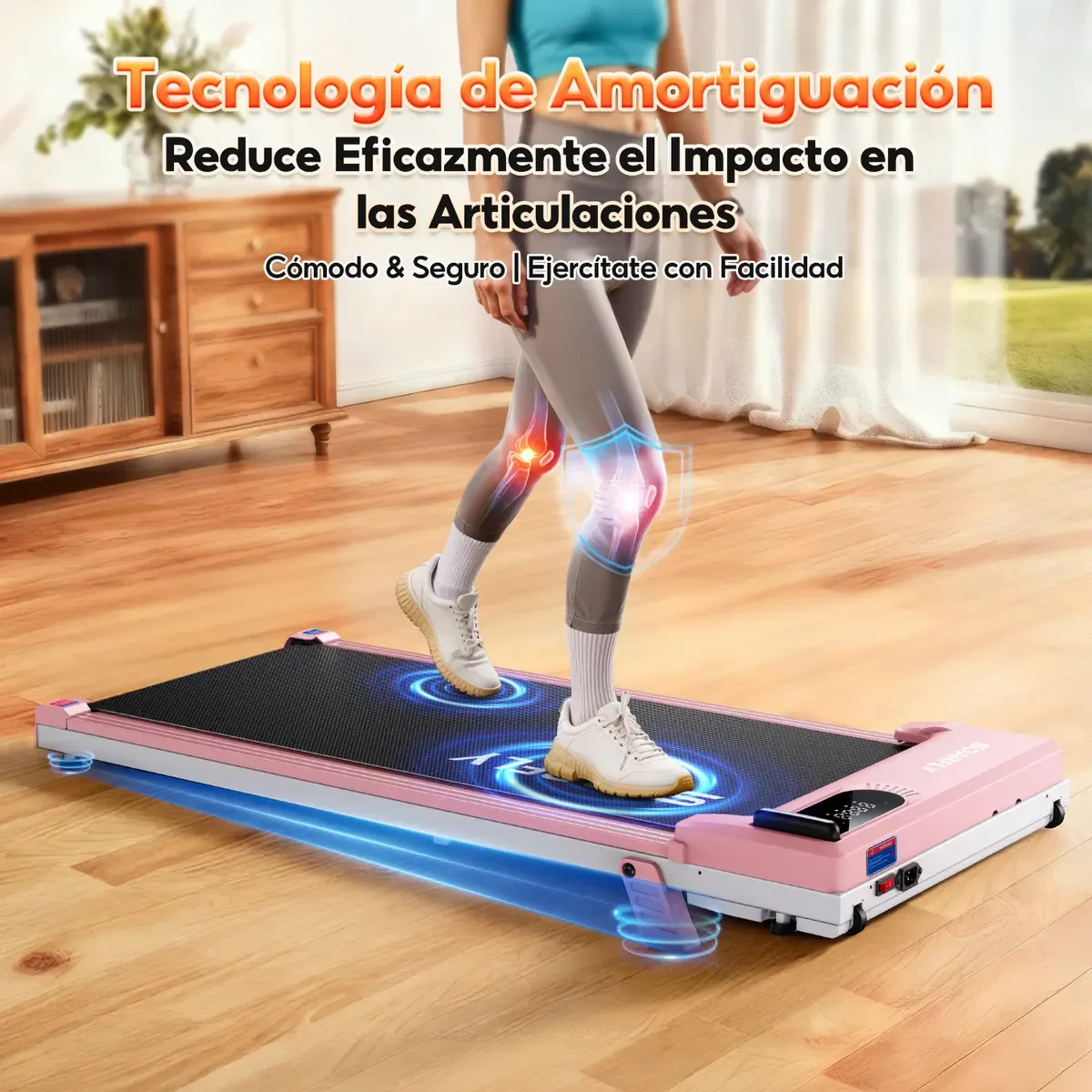 Caminadora Eléctrica 12km Portátil Con Control Remoto 3.5hp Rosa