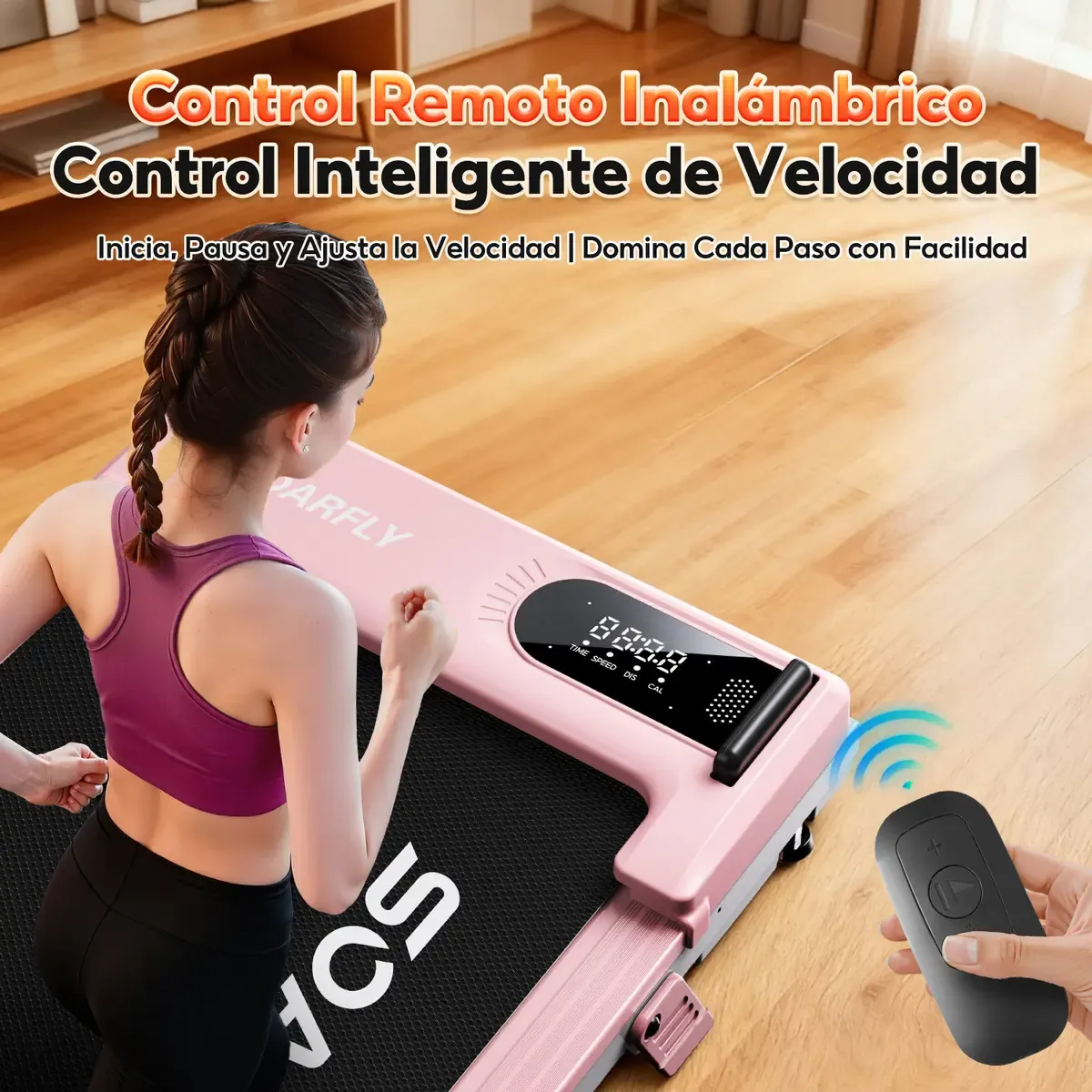 Caminadora Eléctrica 12km Portátil Con Control Remoto 3.5hp Rosa