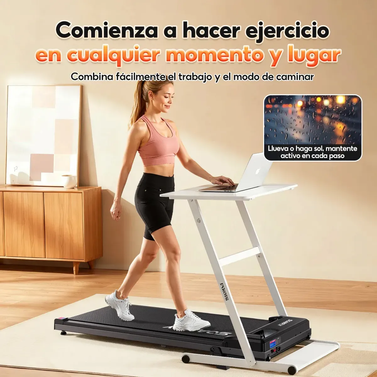 Caminadora Eléctrica 12km Portátil Con Control Remoto 3.5hp Rosa