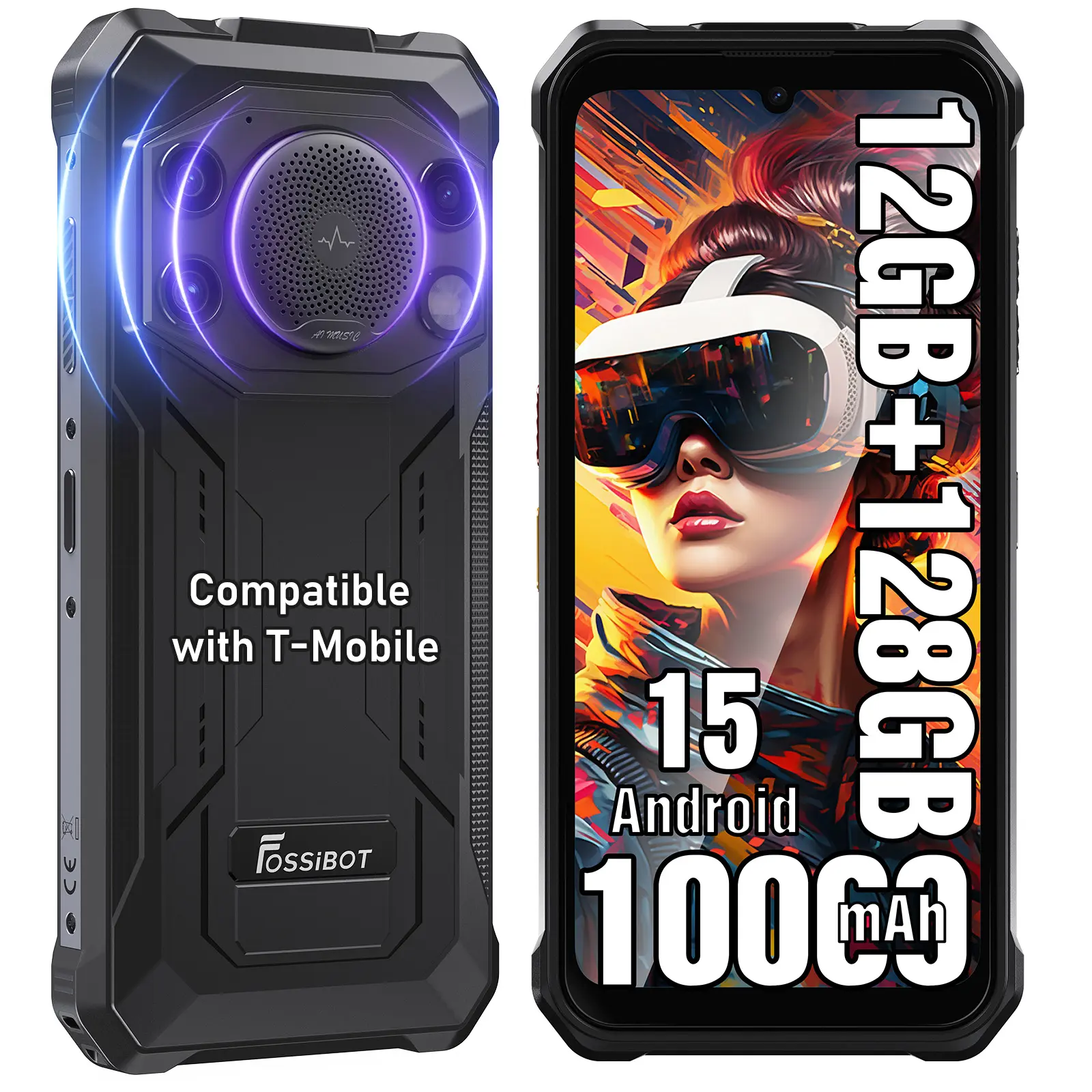 2026 Teléfono resistente FOSSIBOT F110L - Android 15, altavoz de 128 dB