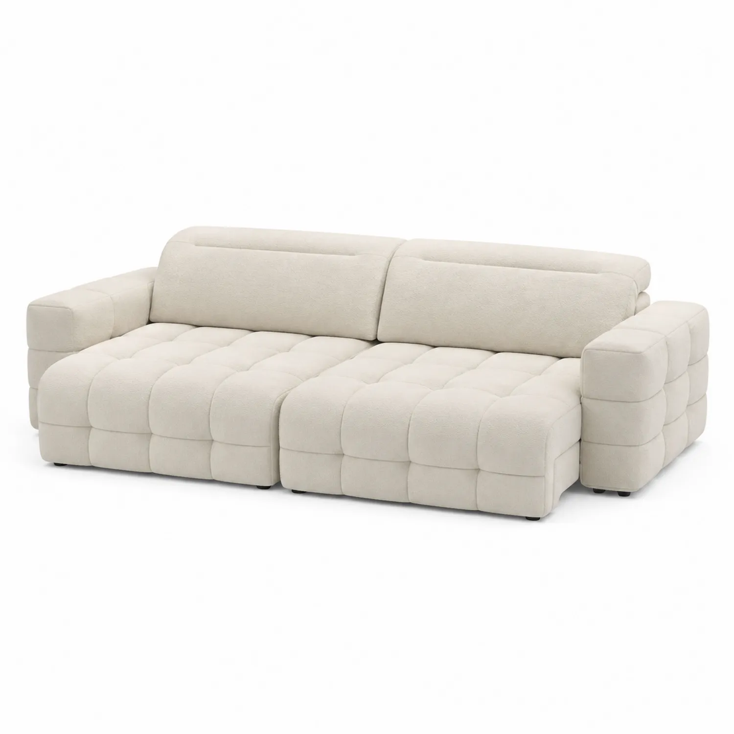 Sofa narożna z poliestru beżowa, 220x95x85 cm