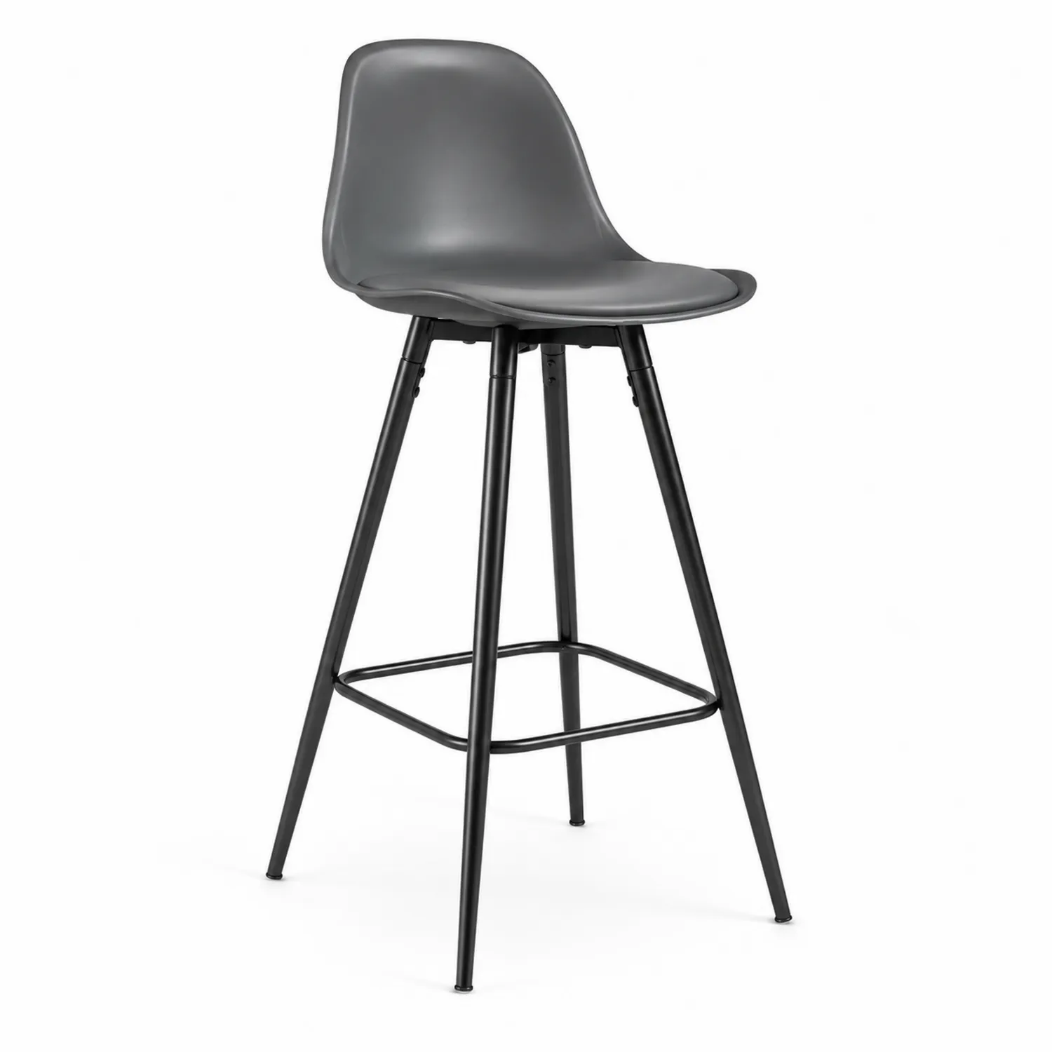 Hoker z oparciem z polipropylenu i metalu Szary 54x54x110 cm