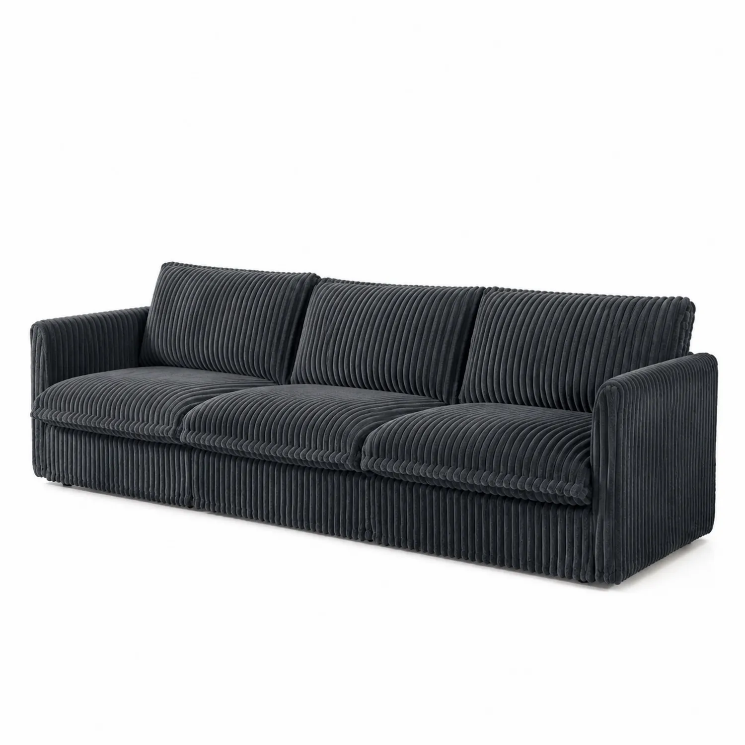 Sofa trzyosobowa z weluru ciemnoszara
