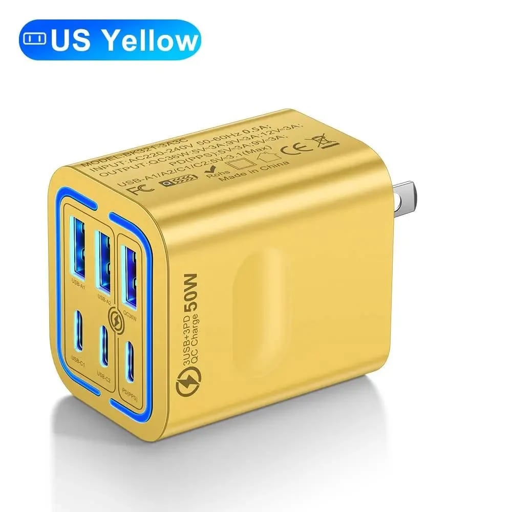 🔌 Prenosná nabíjacia stanica 50W, 6 portov USB-A + USB-C