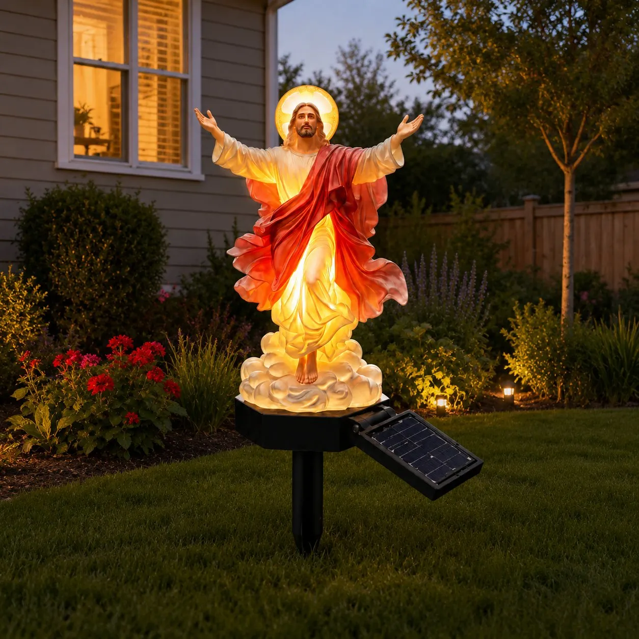🔥50% ZĽAVA🔥 - Osvetlená záhradná socha Ježiša na solárny pohon
