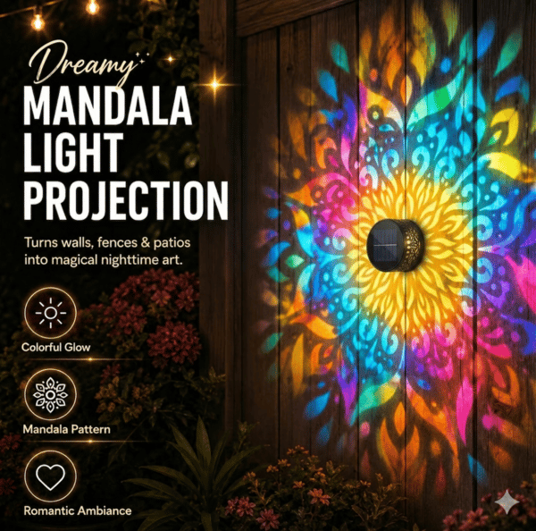 🔆 Bez káblov! Solárna mandala stenná projektorová lampa na dekoráciu záhrady a terasy