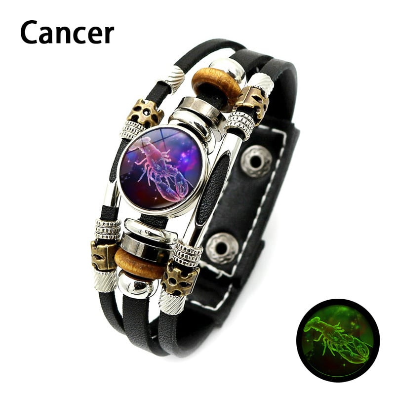 ☪️Svietiaci kožený náramok so znamením zverokruhu pre ženy a mužov (17,5/20,1 cm)♑️