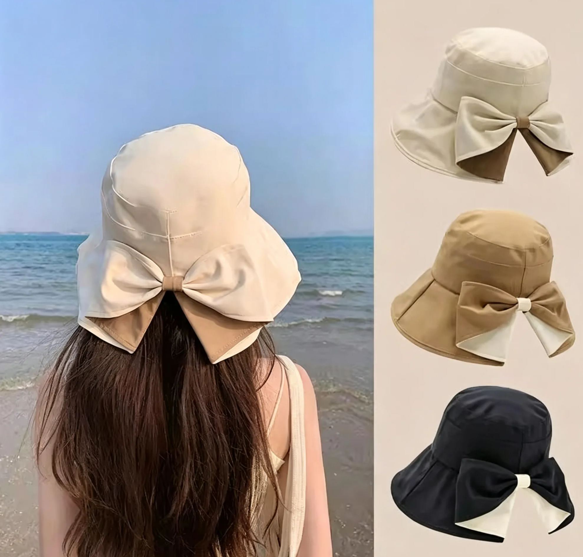 👒 50% ZĽAVA｜Dámsky slnečný klobúk s mašľou a UV žiarením, priedušný plážový klobúk