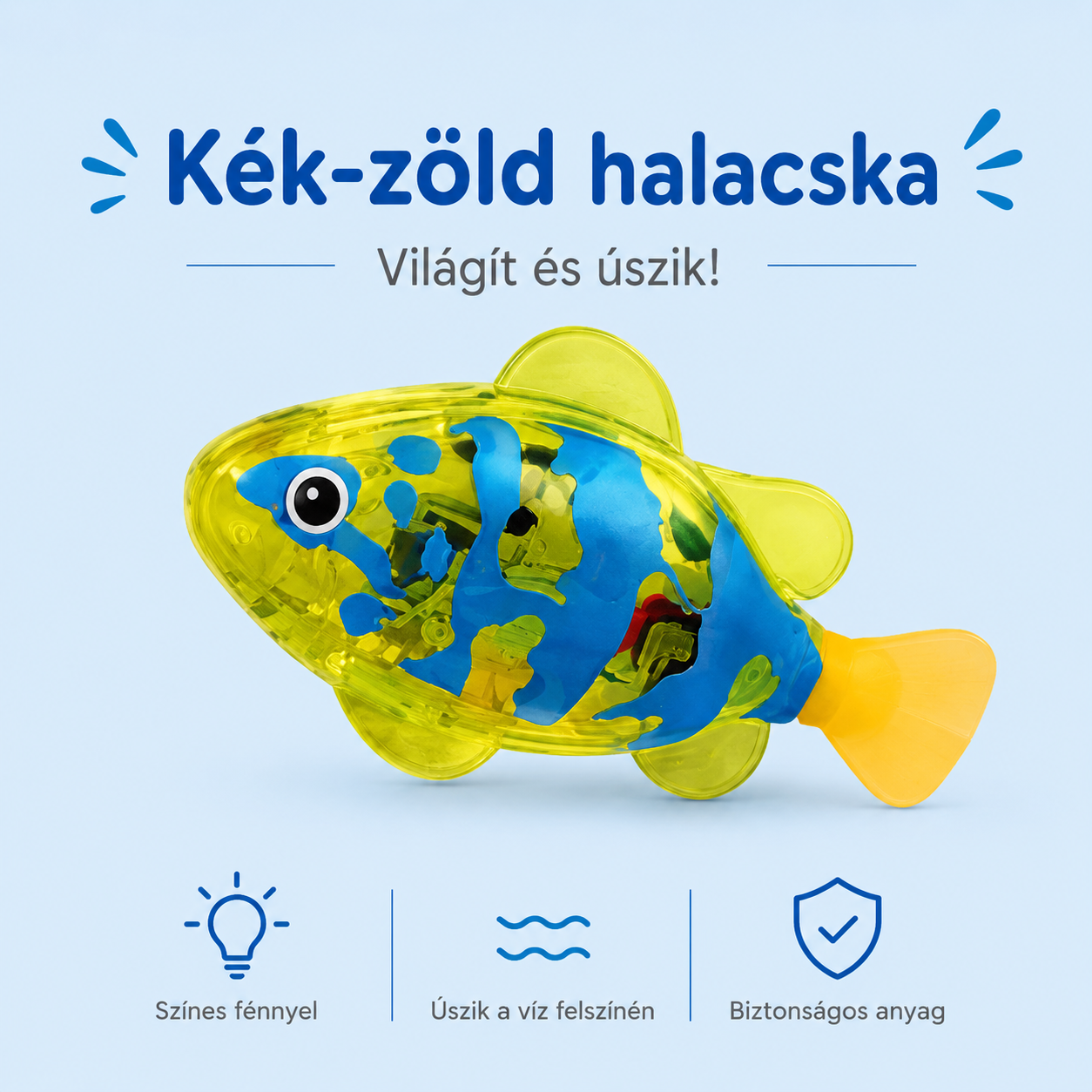 ✨ Világító Úszó Halacska Gyerekeknek ✨——💦 Vidám fürdés minden nap! Automatikusan úszik a vízben és világít játék közben! 