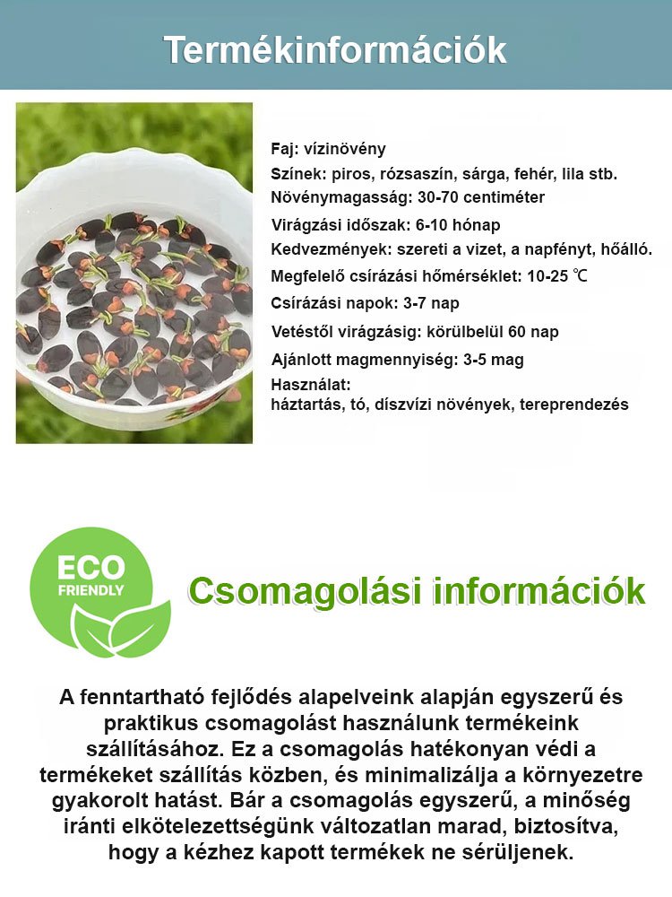 Téli vízi dísznövény termesztés lótusz magvak