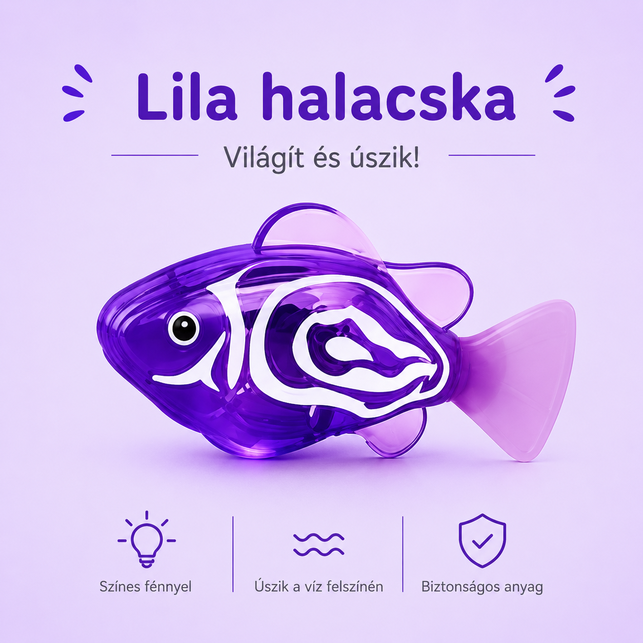 ✨ Világító Úszó Halacska Gyerekeknek ✨——💦 Vidám fürdés minden nap! Automatikusan úszik a vízben és világít játék közben! 