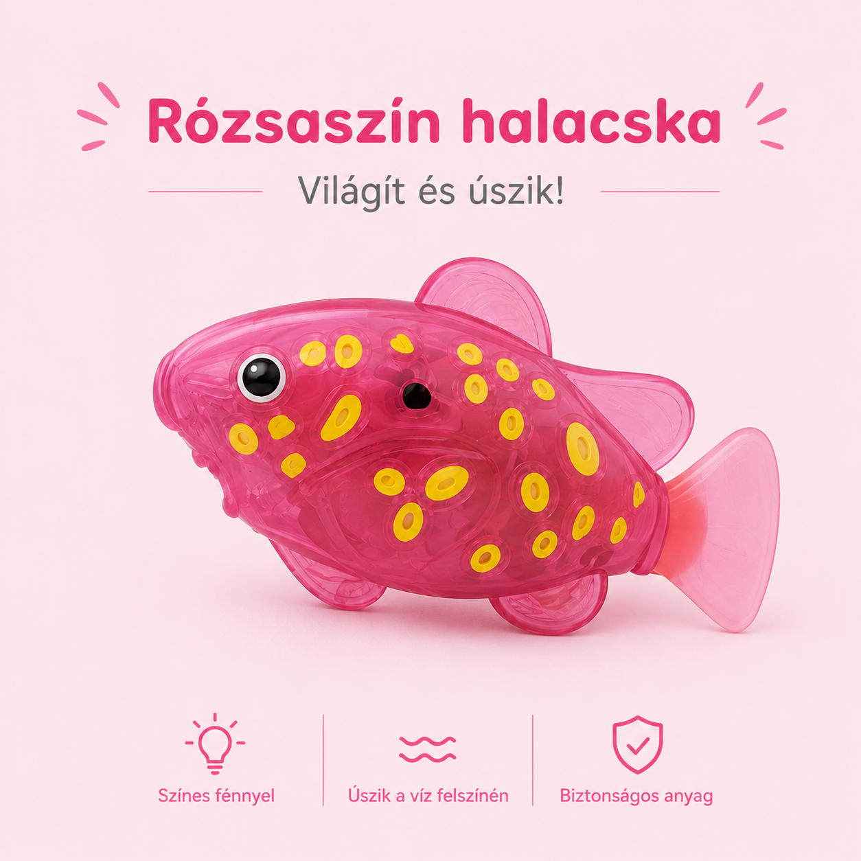 ✨ Világító Úszó Halacska Gyerekeknek ✨——💦 Vidám fürdés minden nap! Automatikusan úszik a vízben és világít játék közben! 
