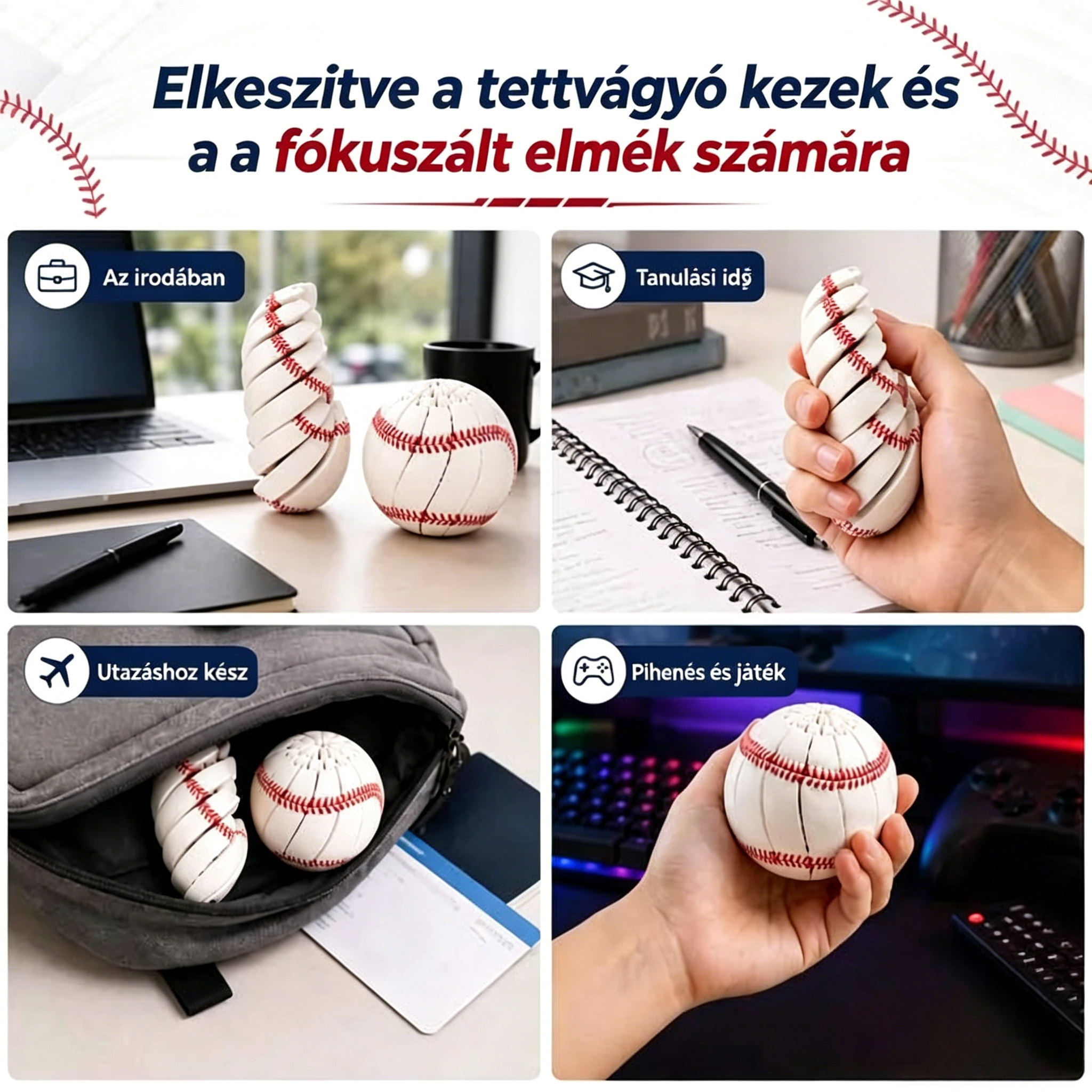 ⚾ Pörgesd, nyomd, élvezd! A baseball stresszlabda most kedvezménnyel!