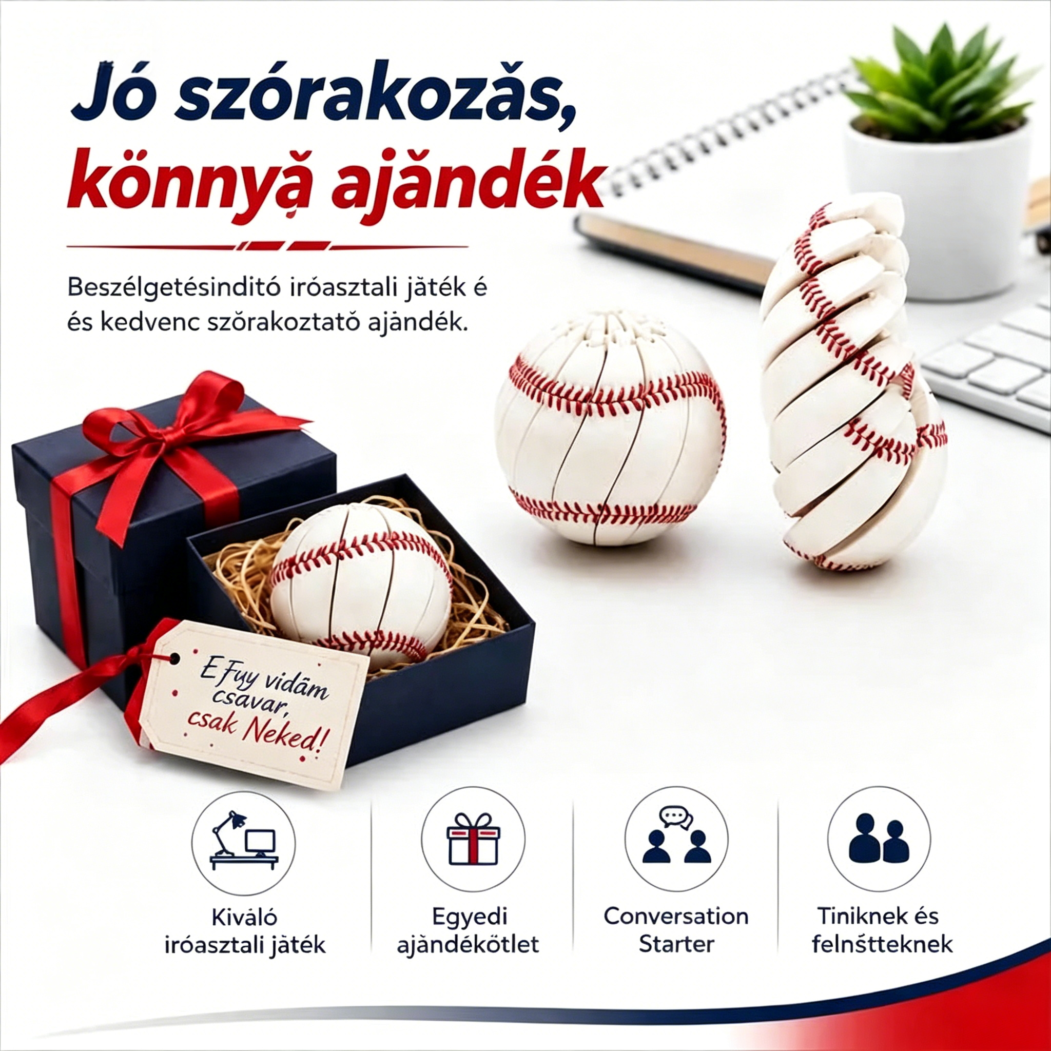 ⚾ Pörgesd, nyomd, élvezd! A baseball stresszlabda most kedvezménnyel!