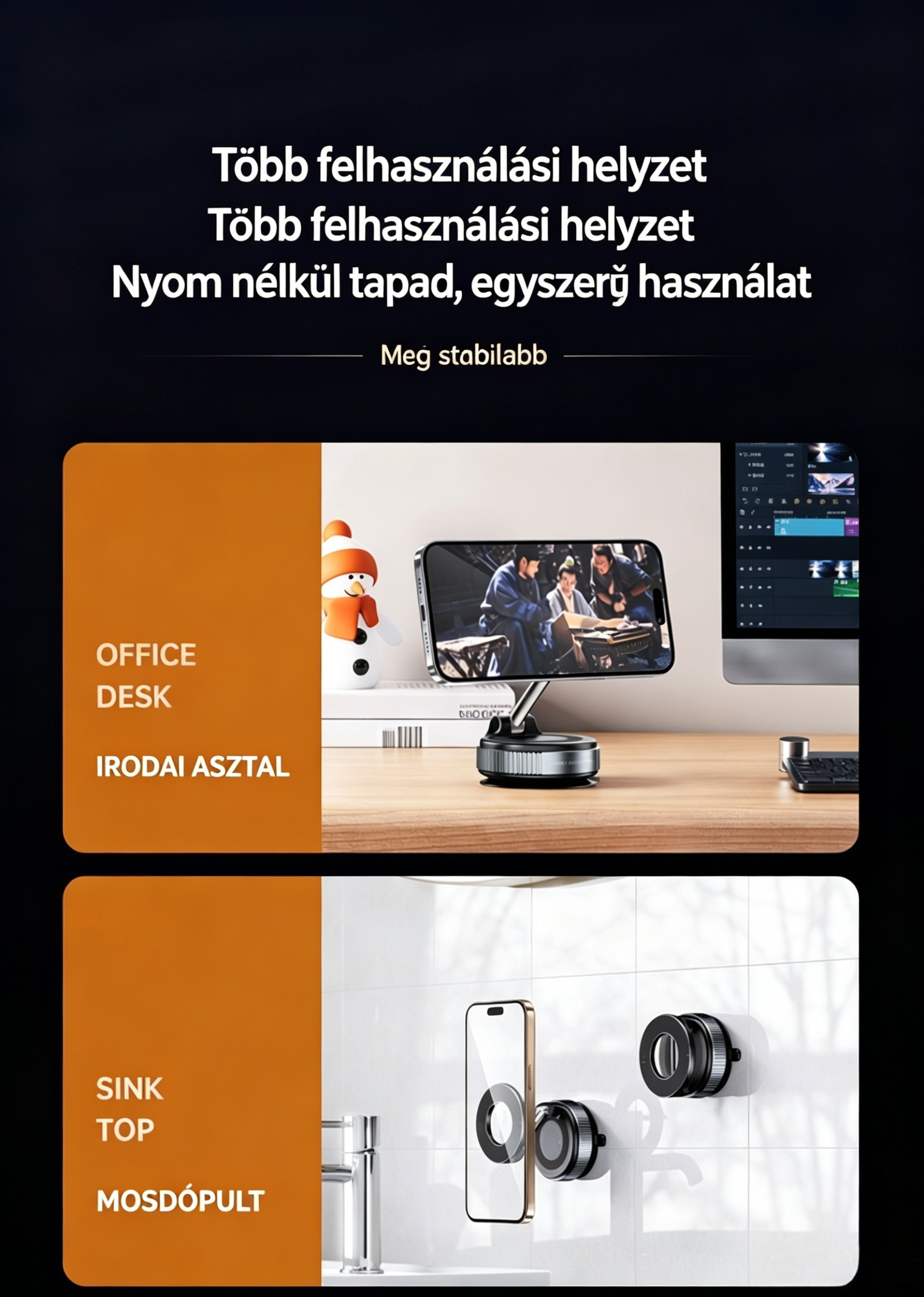  📱Erős mágnes + vákuum kettős védelem ✨: telefonod nem esik le soha 👍
