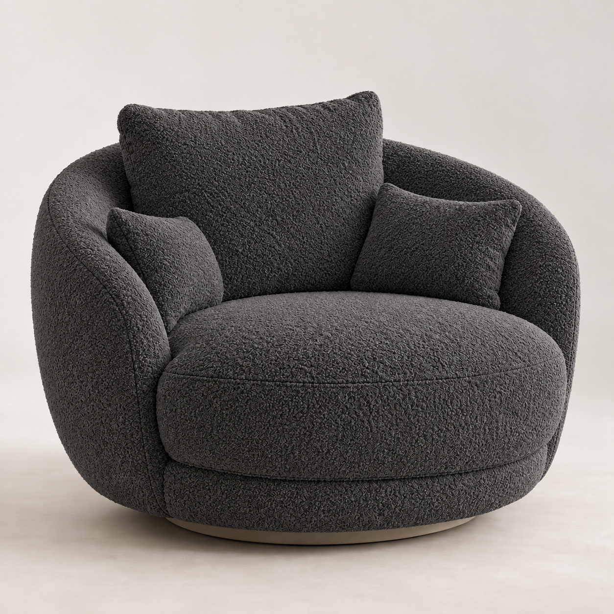Elara Oversized Bouclé Swivel Chair