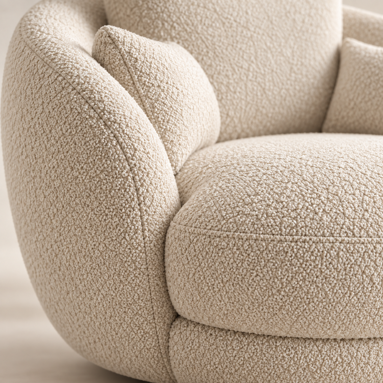 Elara Oversized Bouclé Swivel Chair
