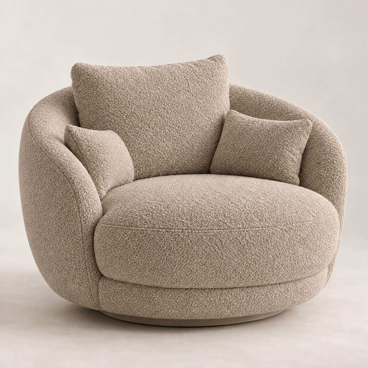 Elara Oversized Bouclé Swivel Chair