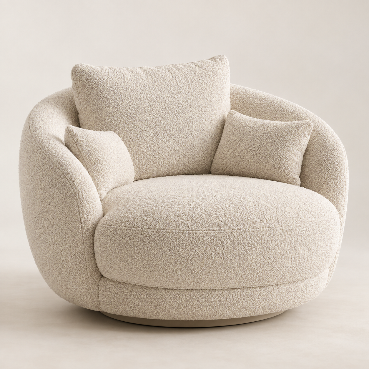 Elara Oversized Bouclé Swivel Chair