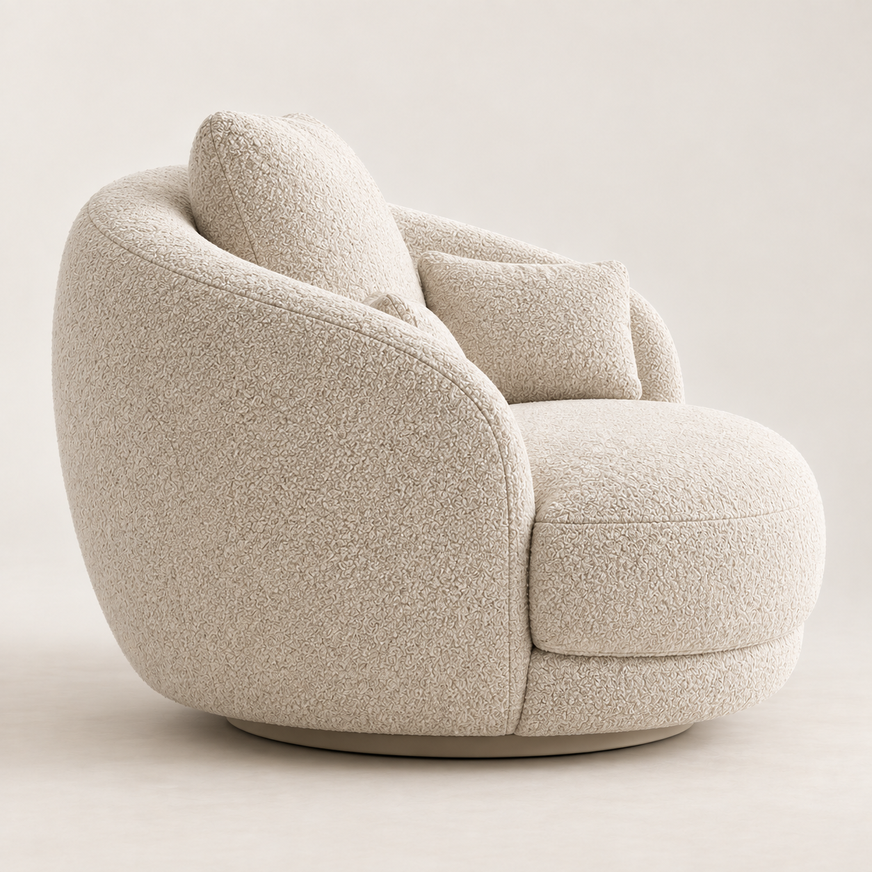 Elara Oversized Bouclé Swivel Chair