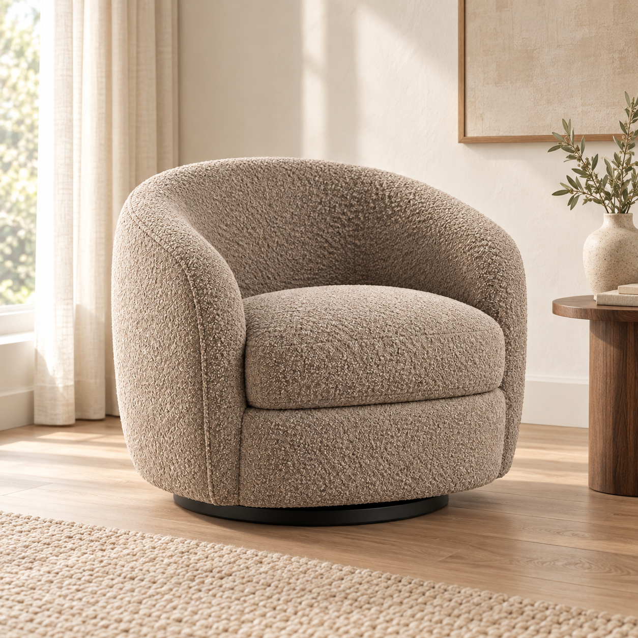 Luma Bouclé 360° Swivel Chair