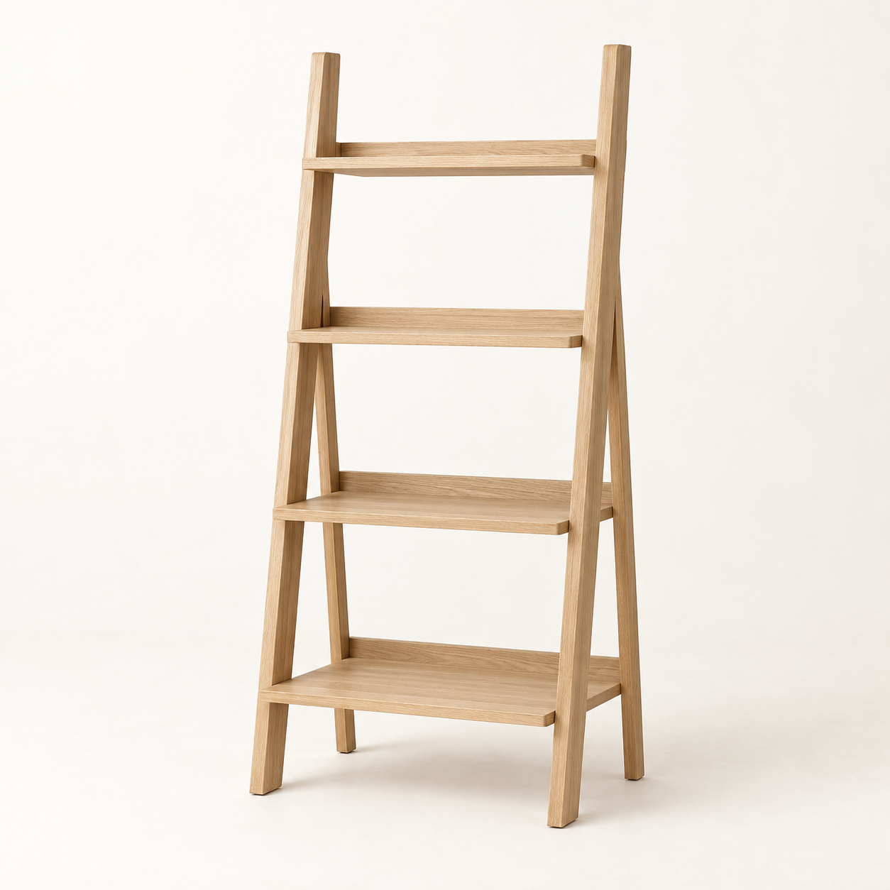 Step Oak Ladder Shelf on a warm neutral background