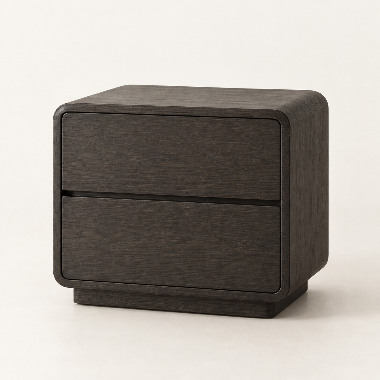 Ash Two-Drawer Nightstand on a warm neutral background