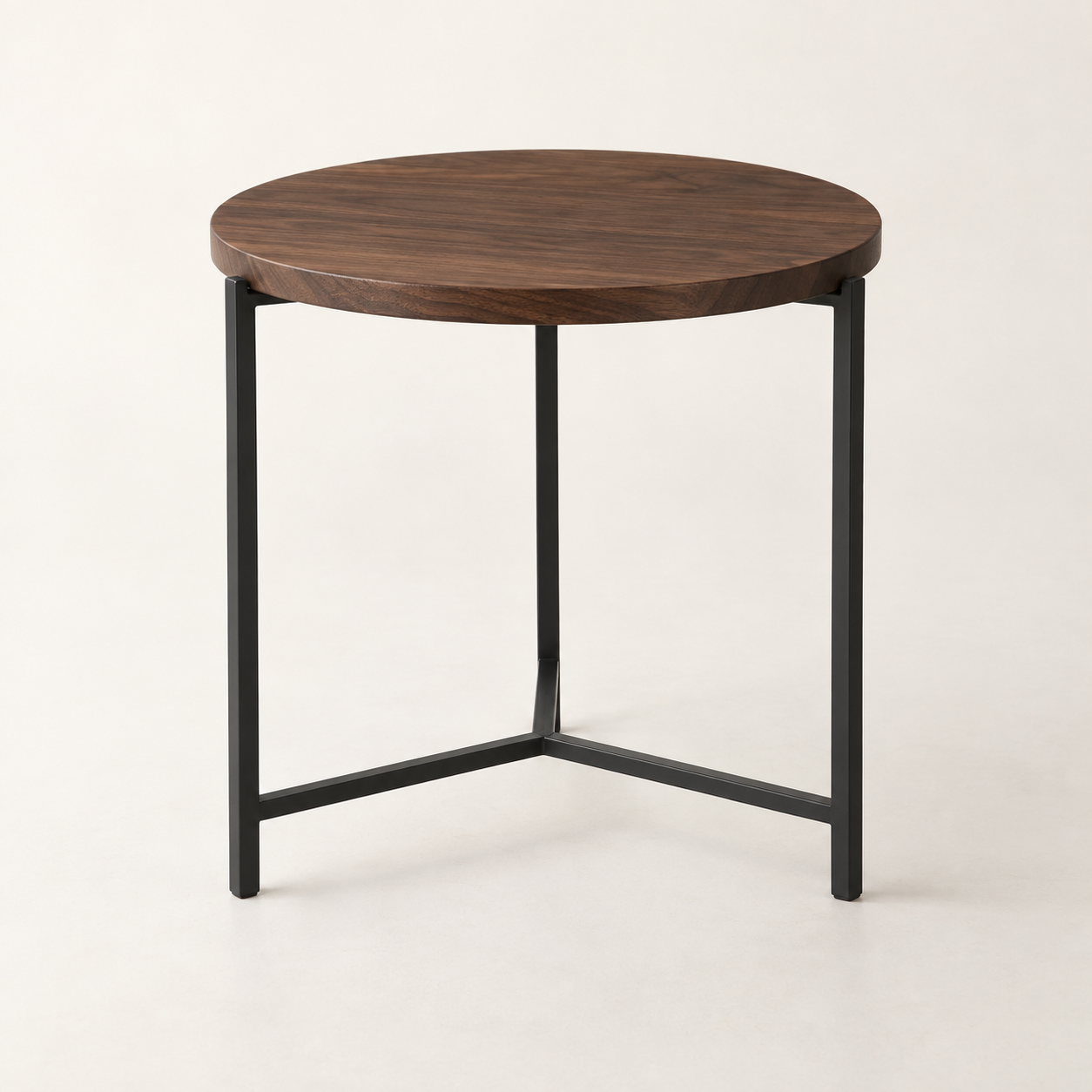 Arc Walnut Side Table on a warm neutral background