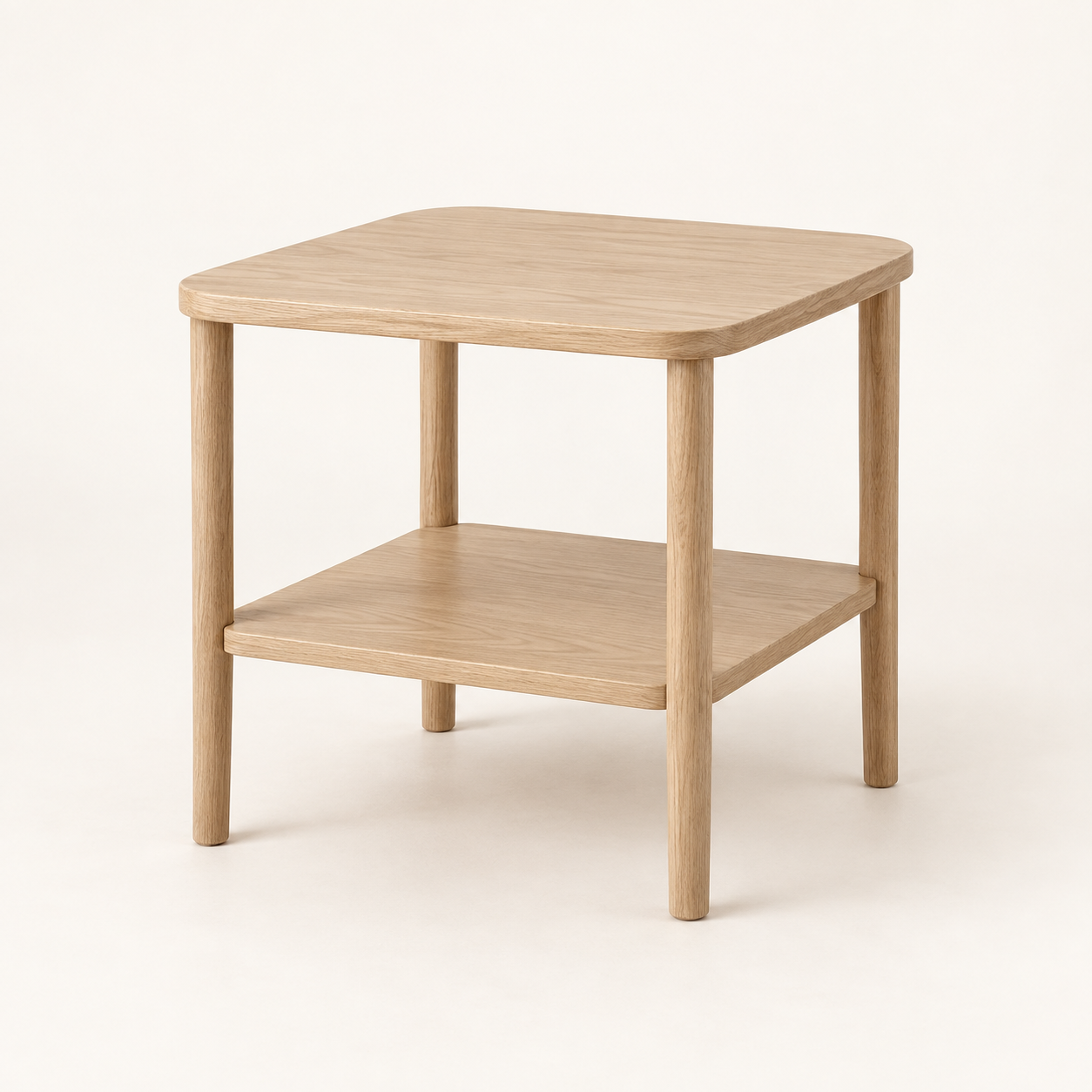 Cove Oak Side Table on a warm neutral background