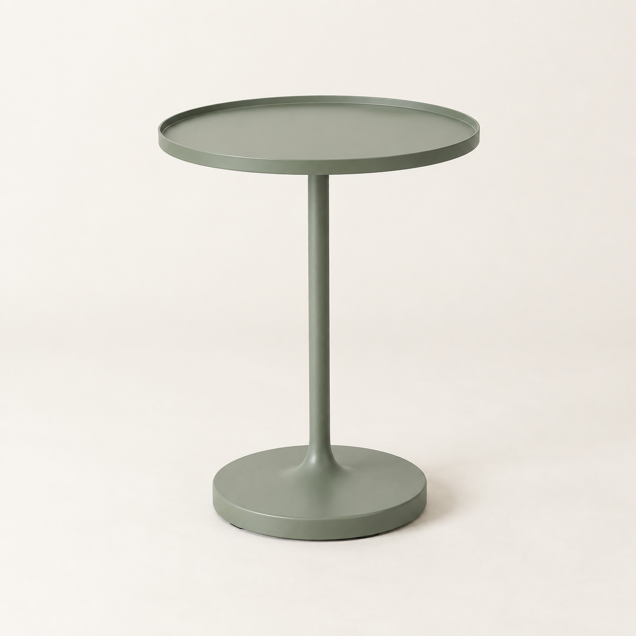 Moss Pedestal Side Table on a warm neutral background