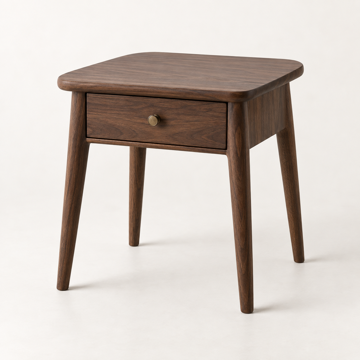 Nook Walnut Drawer Table on a warm neutral background