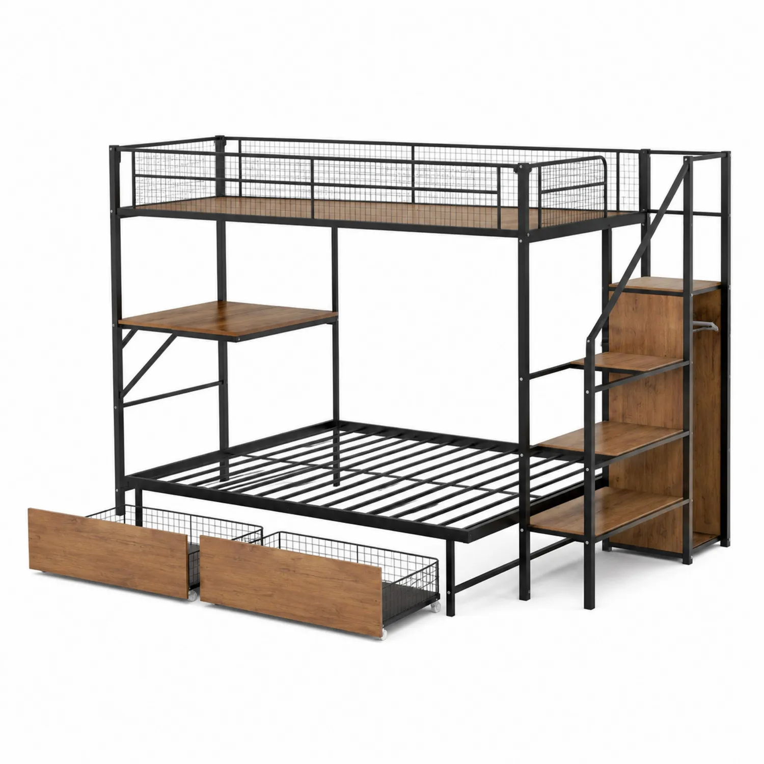 Etagenbett aus Metall und MDF mit Schreibtisch und Stauraum