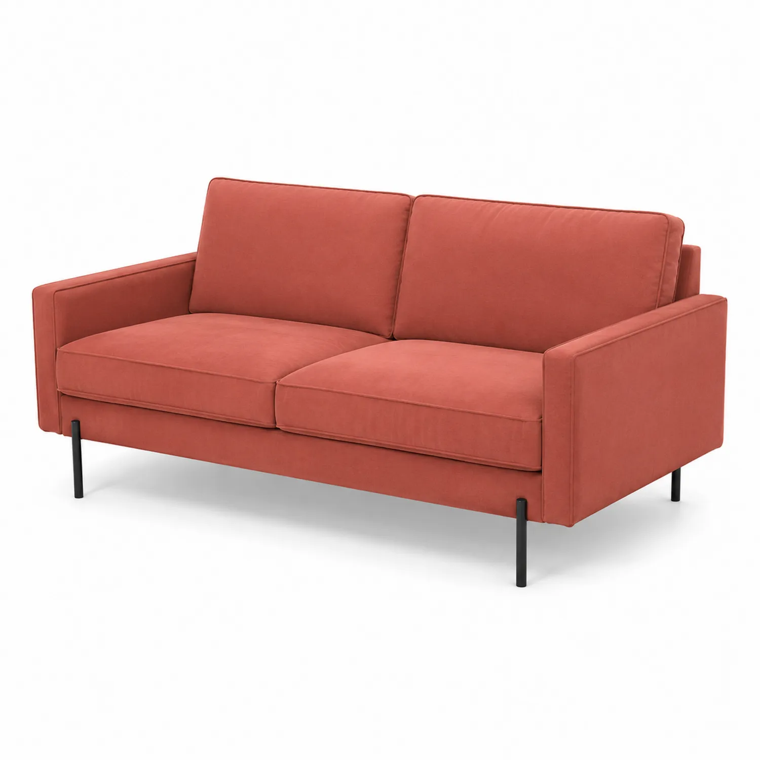 2-Sitzer Sofa Baumwolle Stahl Rot 180cm