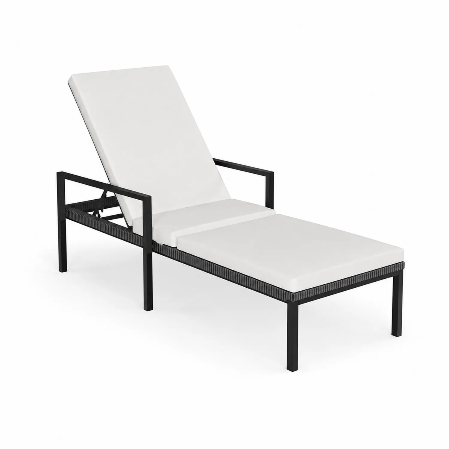 Liegestuhl aus Aluminium und Polyrattan mit Verstellbarer Rückenlehne Weiß