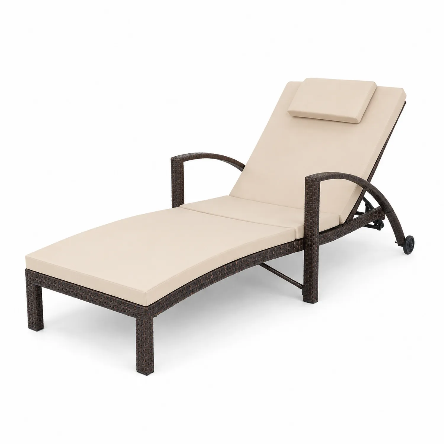 Rattan Sonnenliege Beige Aluminiumgeflecht 198 cm